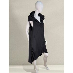 Avant-Garde Asymmetrical Black Cotton Tunic Dress  Focus Casual Life Size Medium